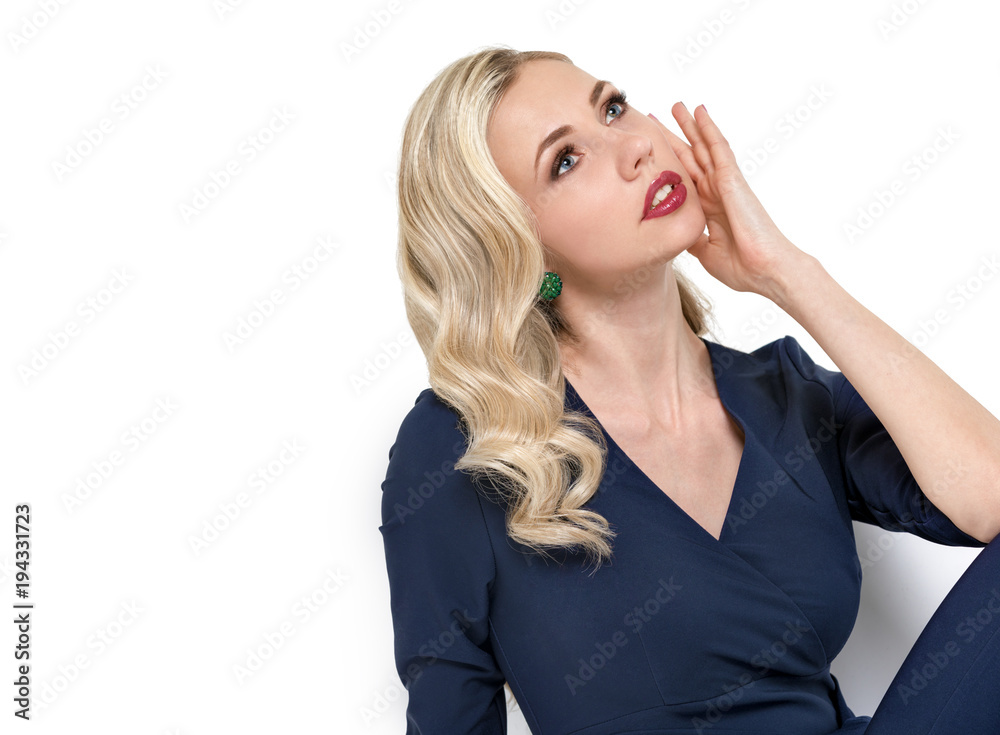 Portrait of a blonde on an isolated background with space for copy-paste Portrait of a blonde on an isolated background with space for copy-paste