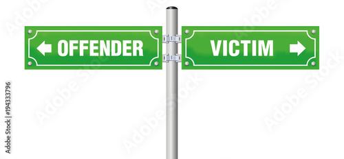 Offender victim street sign. Symbol for divorce, separation, for saying goodbye or farewell - isolated vector illustration on white background.