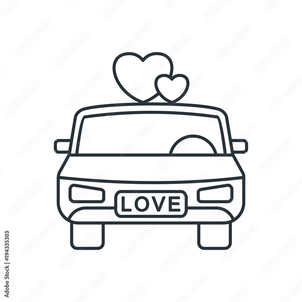 Limousine flat vector icon for greeting cards and invitations to the wedding ceremony.
