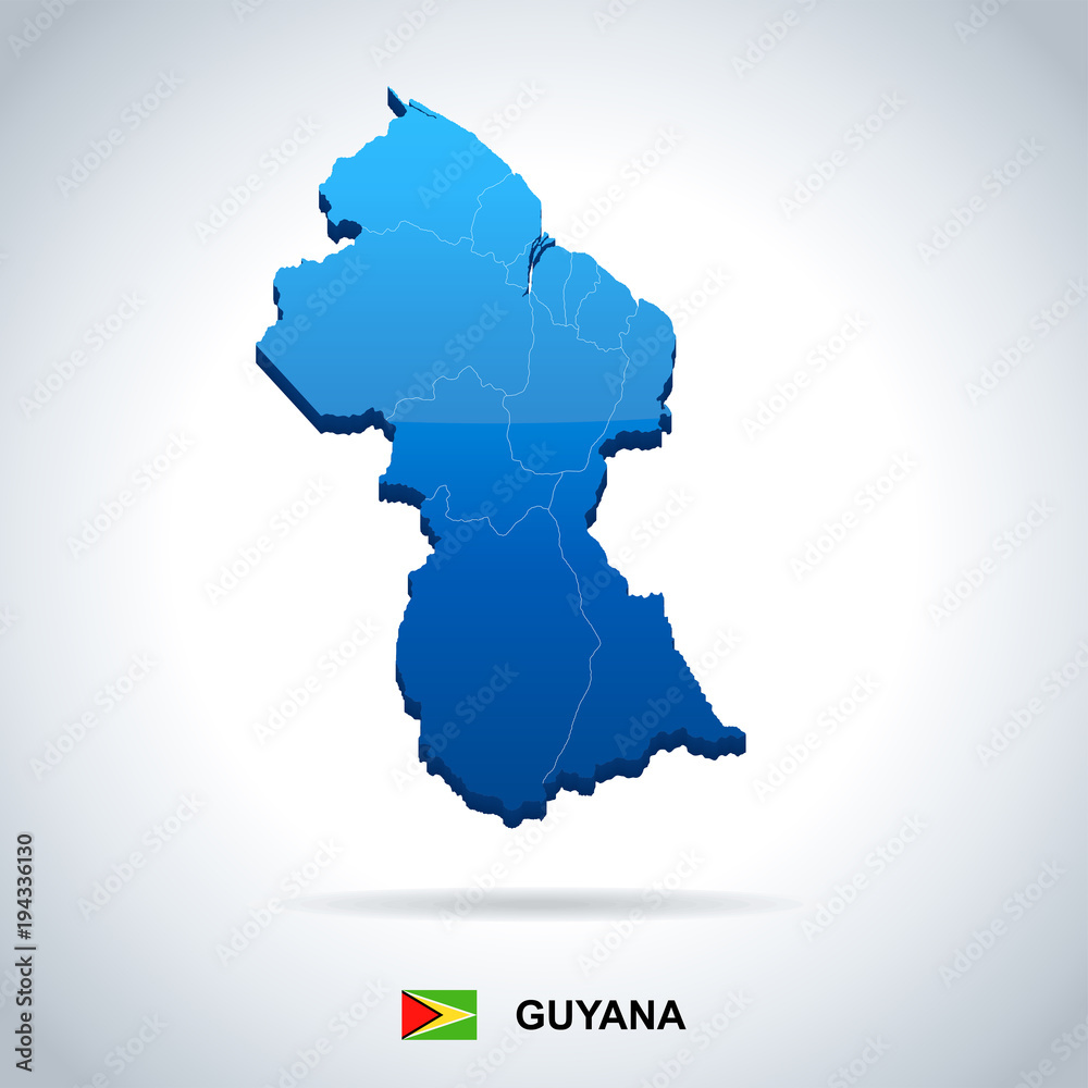 Guyana - map and flag - Detailed Vector Illustration
