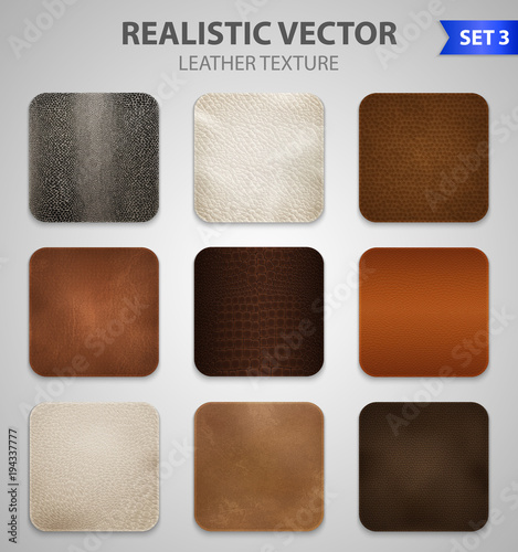 Realistic Leather Patches Samples Set 