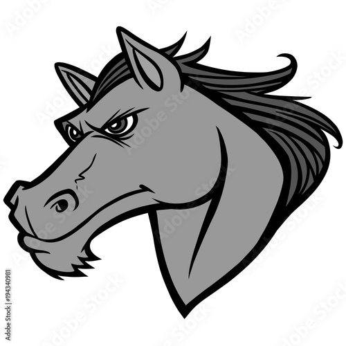 Mustang Head Illustration - A vector cartoon illustration of a Mustang Head.