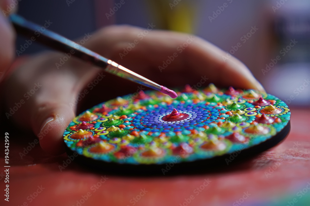 beautiful mandala painted with a brush