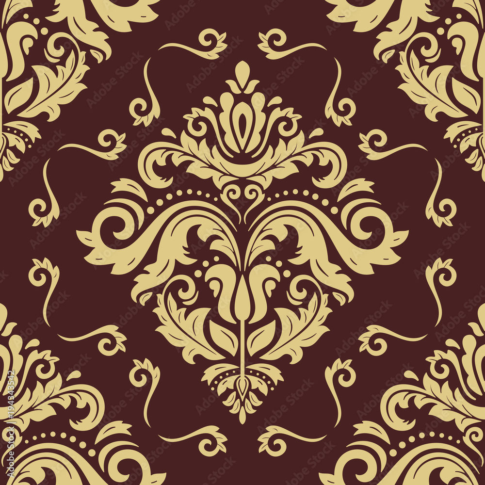 Damask classic golden pattern. Seamless abstract background with repeating elements. Orient background Damask classic golden pattern. Seamless abstract background with repeating elements. Orient background