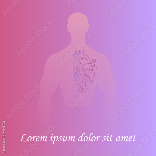 Human Heart in Man Silhouette
