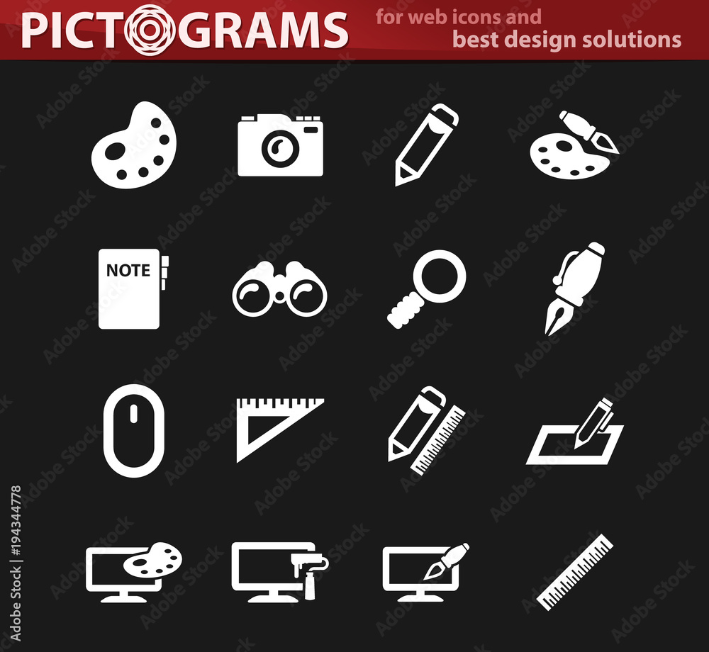 Design white icons set Design white icons set