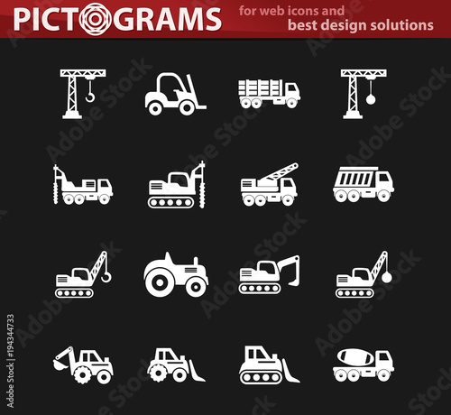 Construction transport icons set
