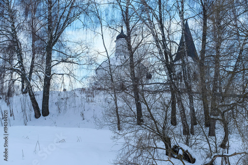 Landscape with the image of a church in Tarusa, Russia