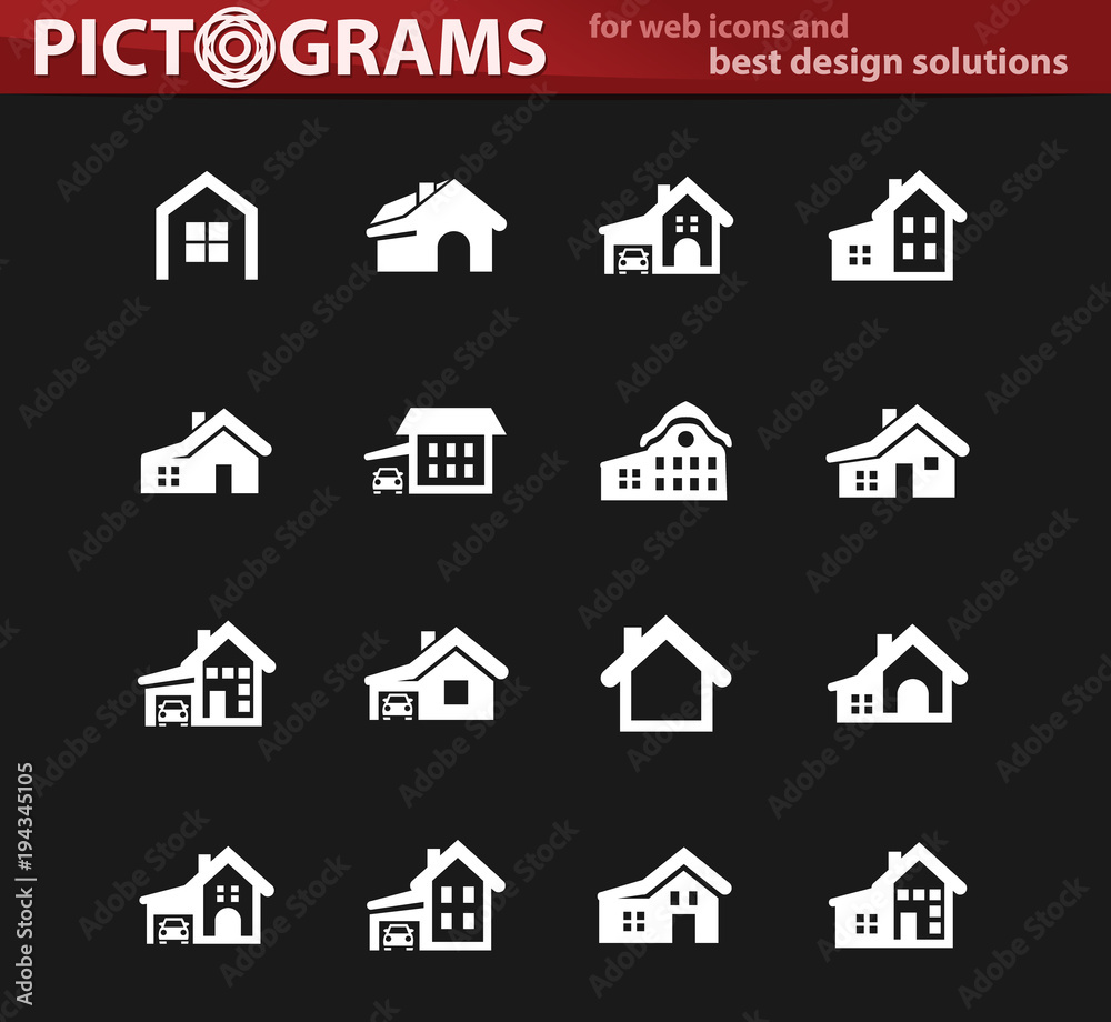 Fototapeta premium house type white icon set