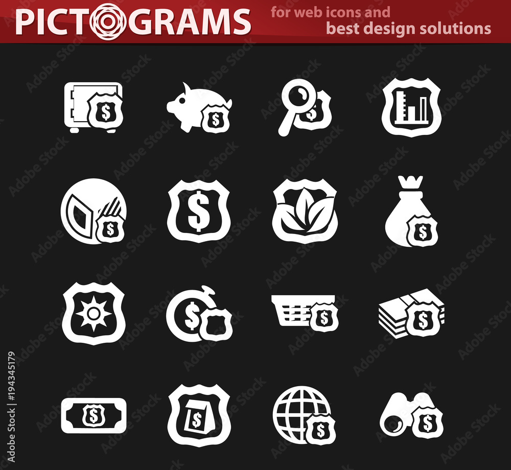Insurance white icons set Insurance white icons set