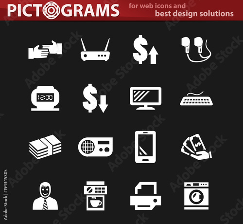 Pawn shop white icons set