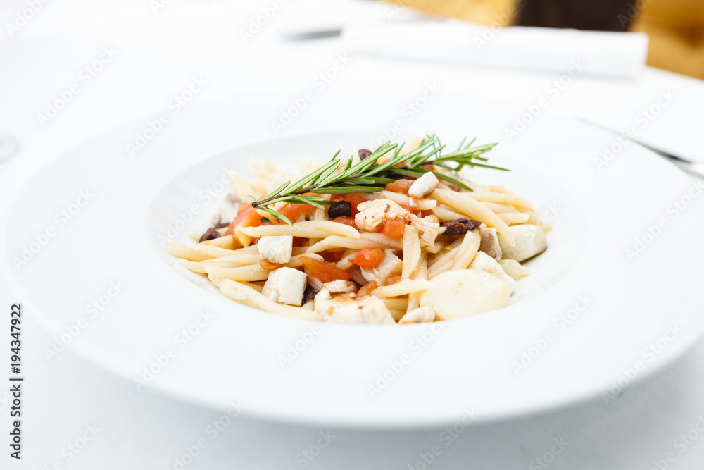Pasta with sea bream