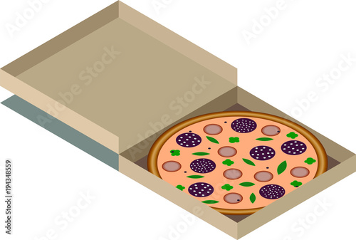 sausage and salami pizza in box