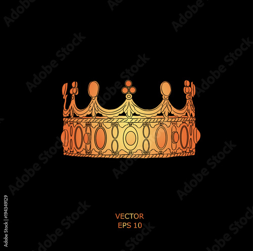 king's crown. Headgear hand-drawn sketch. Vector illustration