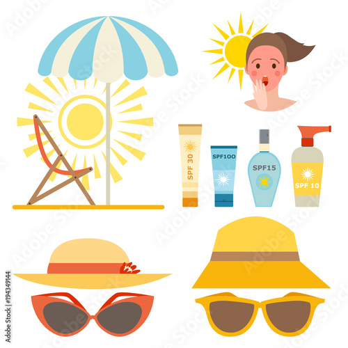 Cream sunscreen bottle vector icon sunblock cosmetic summer container tube panti-sun cream ackaging design.