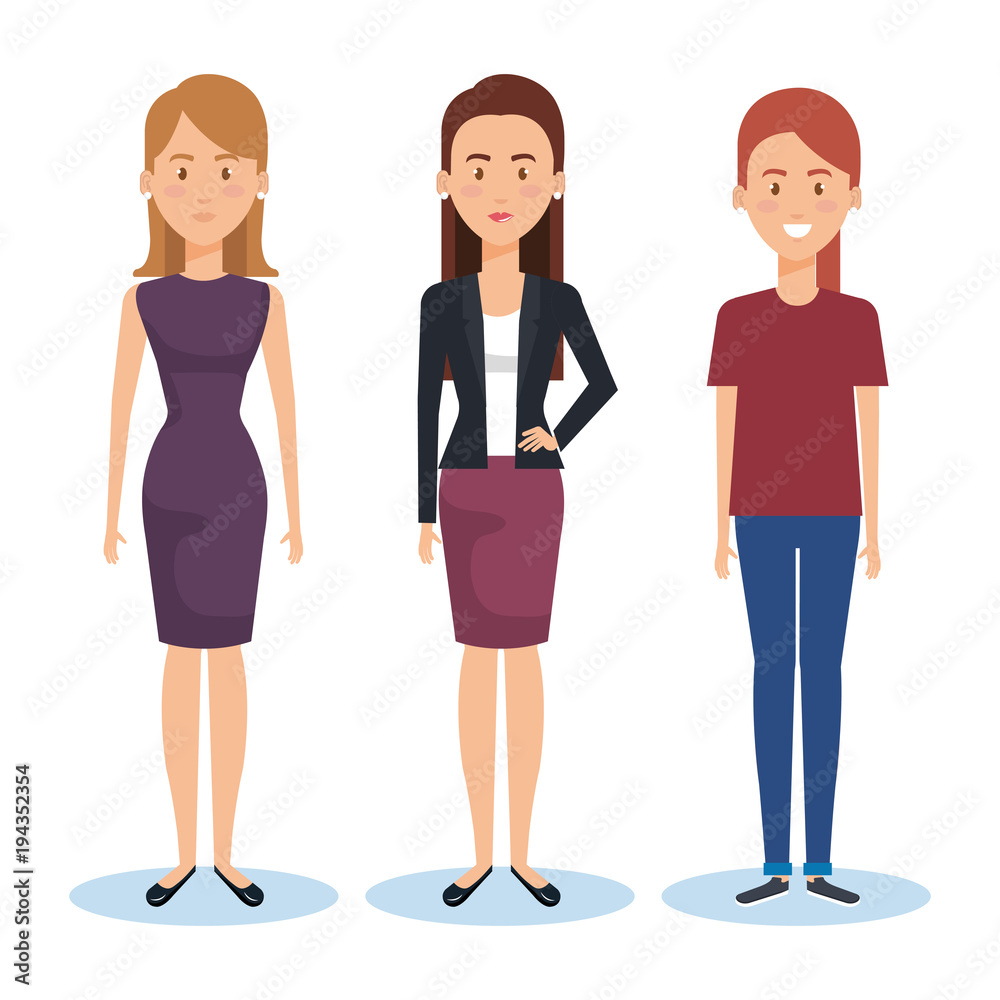 group of young women poses and styles vector illustration design group of young women poses and styles vector illustration design
