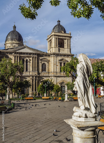 Plaza Murillo with Cathedral Basilica of Our Lady of Peace, La Paz, Bolivia photo