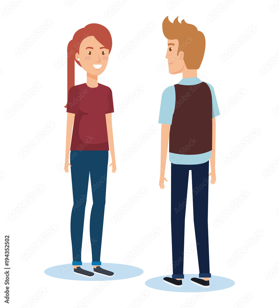 group of young couple poses and styles vector illustration design