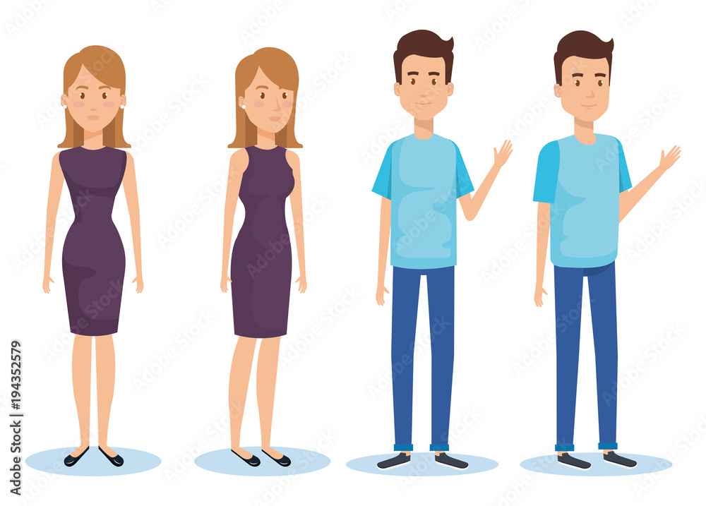 group of young people poses and styles vector illustration design group of young people poses and styles vector illustration design