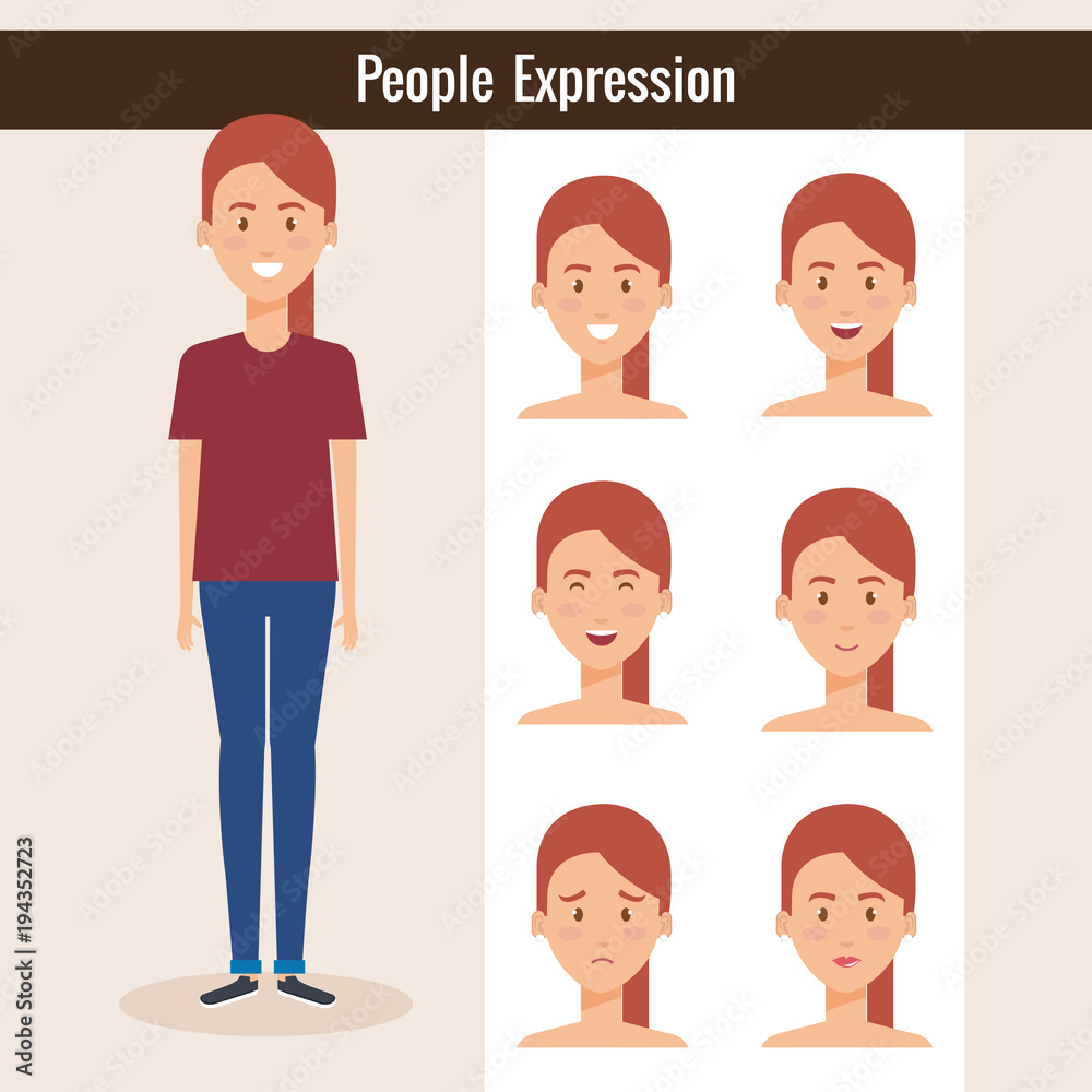 beautiful lady with set expression vector illustration design beautiful lady with set expression vector illustration design