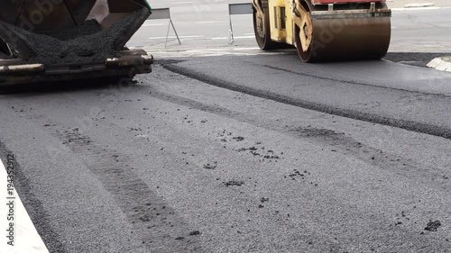 Road roller asphalt works surfacing street