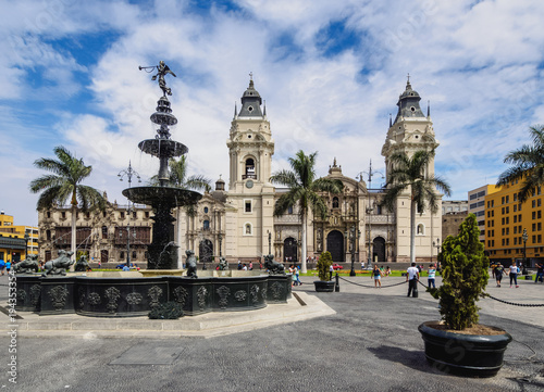 Cathedral of St John the Apostle and Evangelist, Plaza de Armas, Lima, Peru photo