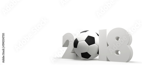 Fototapeta Naklejka Na Ścianę i Meble -  symbol 2018 white soccer football ball bold letters 3d rendering