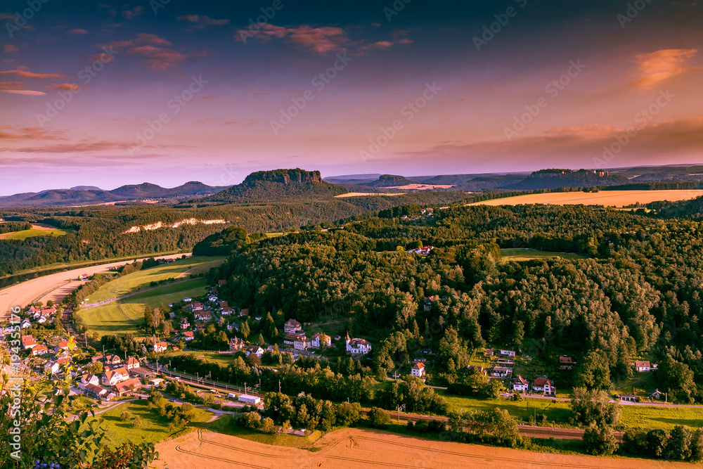 Lilienstein Mountain Viewed from Bastei, Saxon switzerland, Germany