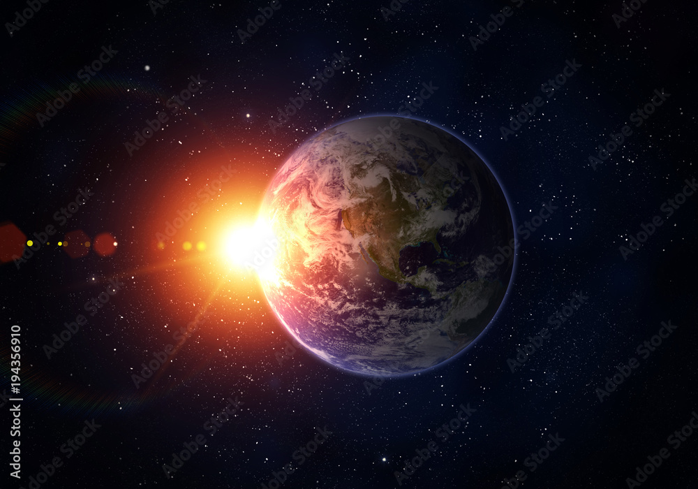 Planet Earth, Sun, Space.
