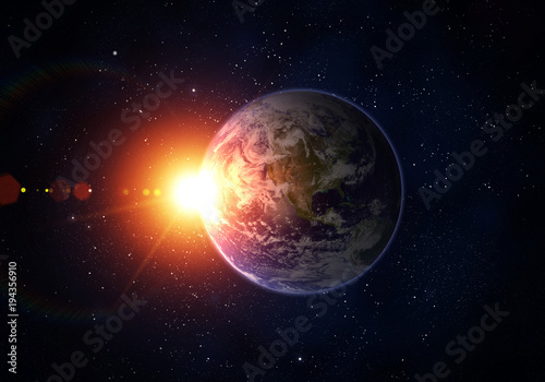 Fototapeta Naklejka Na Ścianę i Meble -  Planet Earth, Sun, Space.
