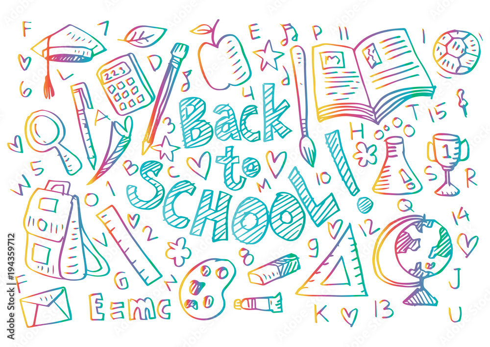 Hand drawn school supplies Hand drawn school supplies