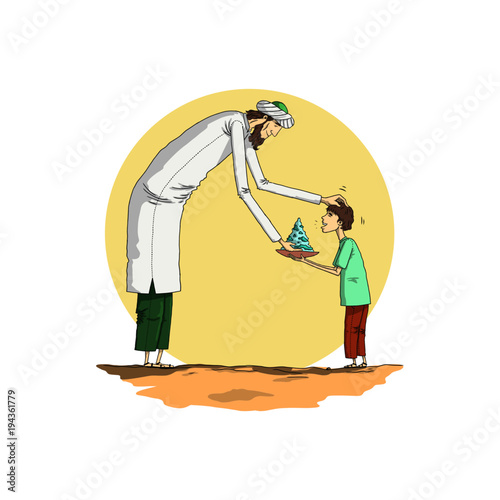a man feeds a child