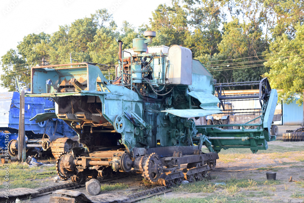 Combine harvesters Agricultural machinery. The machine for harvesting grain crops. Combine harvesters Agricultural machinery. The machine for harvesting grain crops.