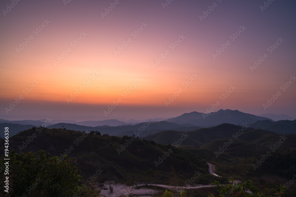 Mountain view with foggy environment Mountain view with foggy environment