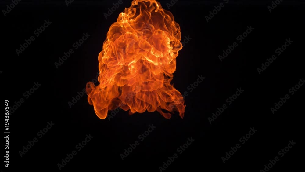 Flames on black background, slow motion