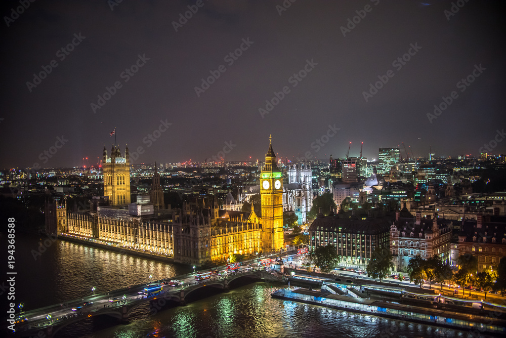 Fototapeta premium Aerial Landscape of City at Night 