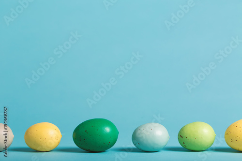 Easter holiday theme with painted ornamental eggs