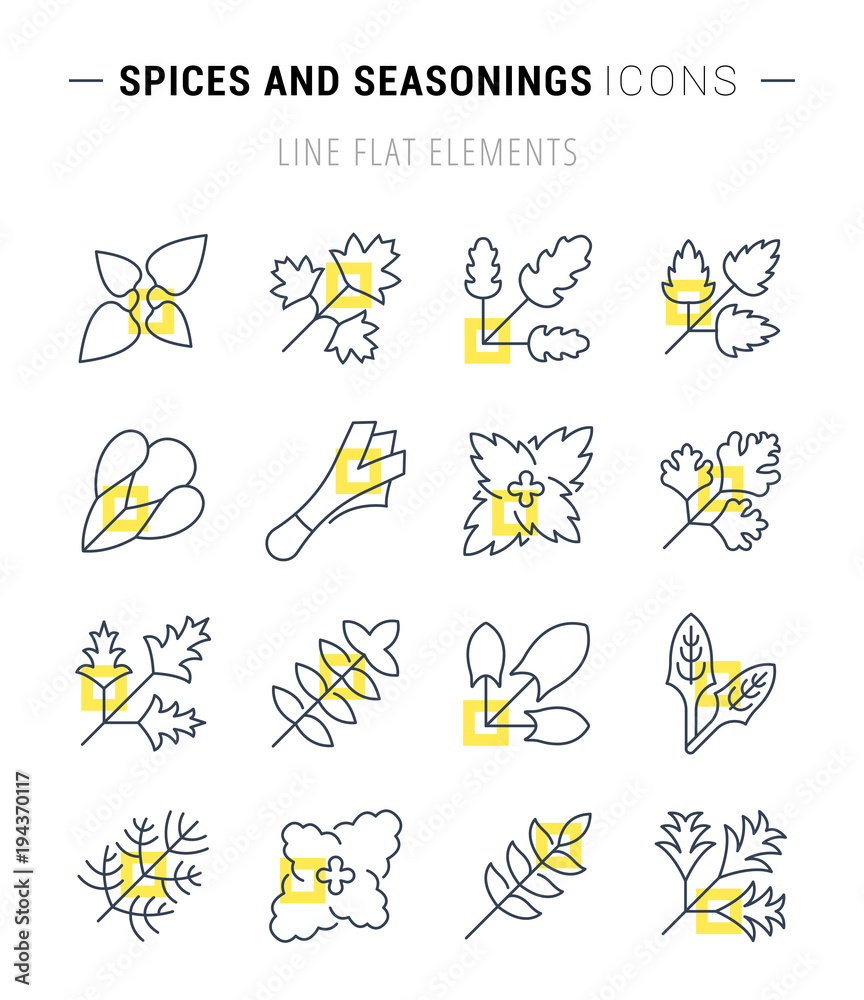 Set Vector Line Icons of Greenery.