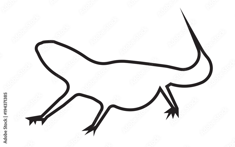 bearded dragon silhouette outline on white background Stock Vector ...