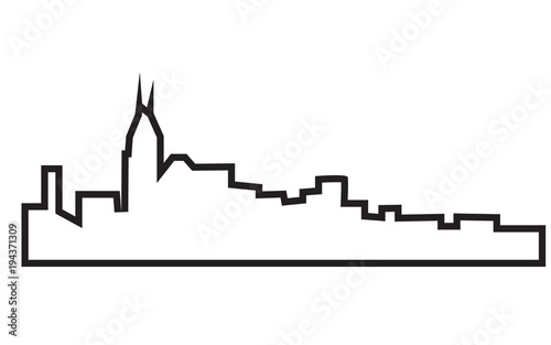 free nashville skyline silhouette outline on white background