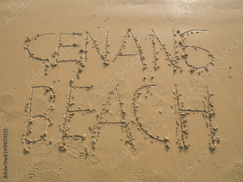 Cenang Beach Written on Sand Beach, Langkawi, Malaysia photo