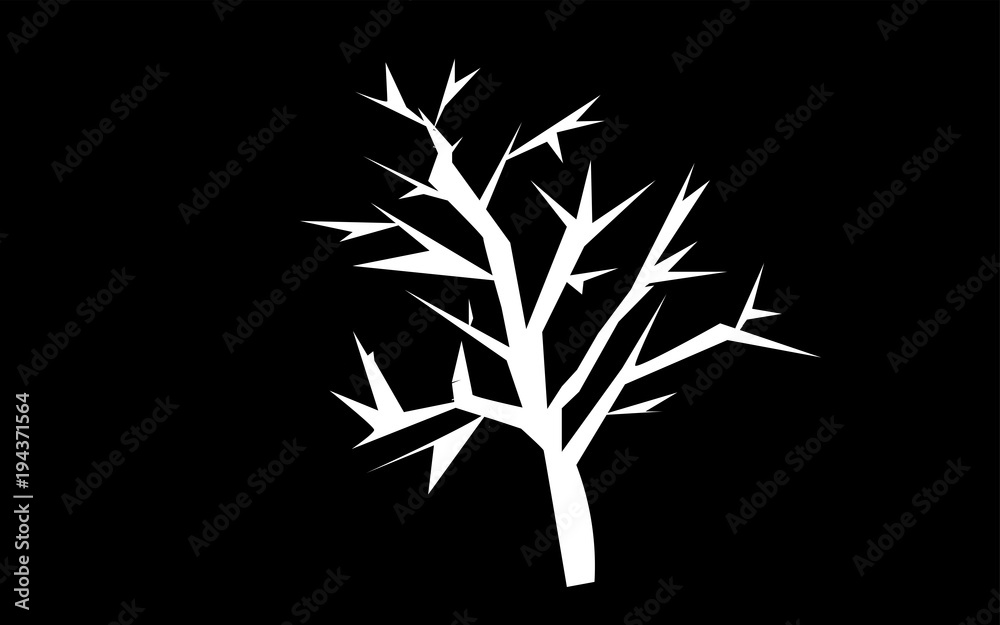 white mesquite tree silhouette on black background Stock Vector Adobe