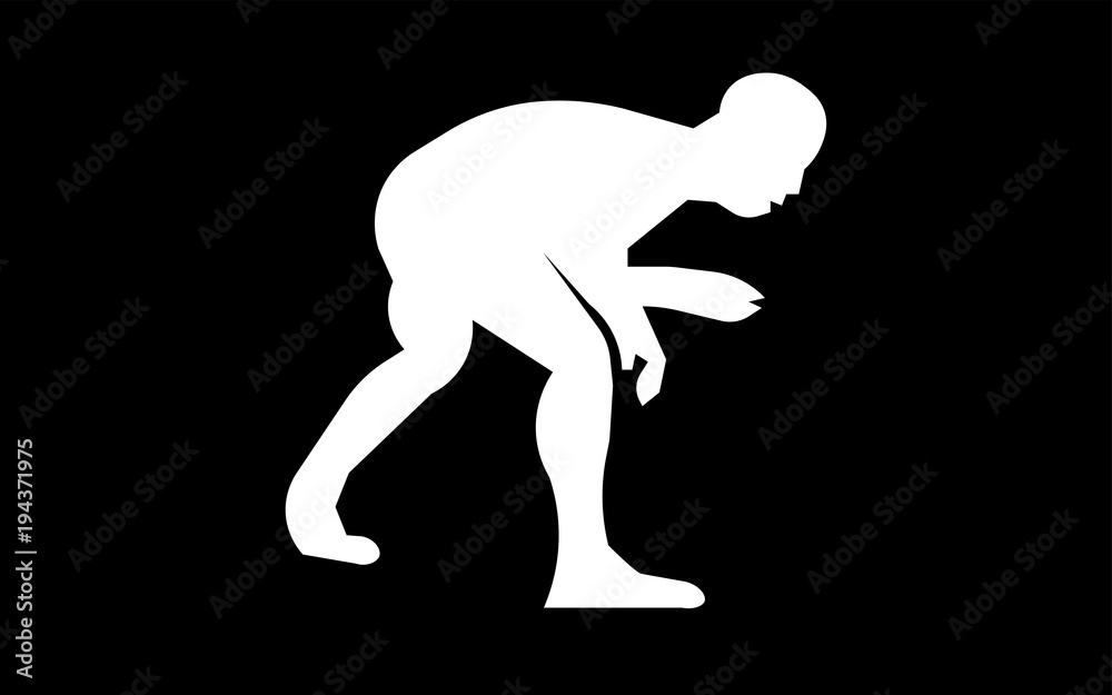 Fototapeta premium white wrestling silhouette clip art on black background