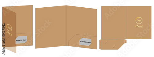 Folder die cut mock up template vector
