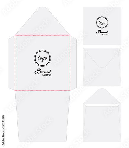 Envelope die cut mock up template vector