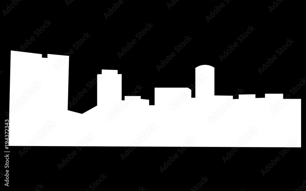 white fort worth skyline silhouette on black background