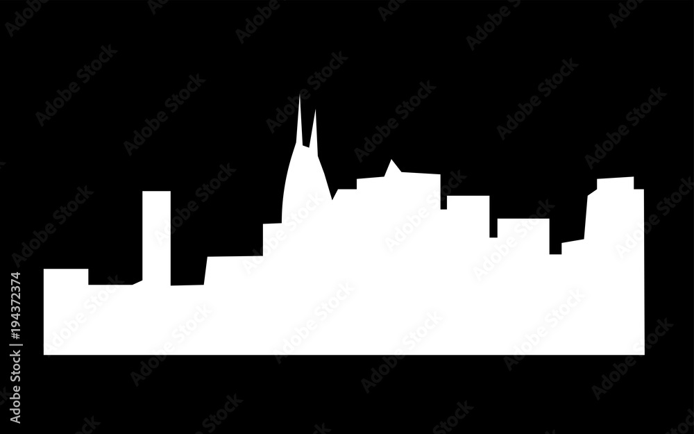 white cleveland skyline silhouette on black background