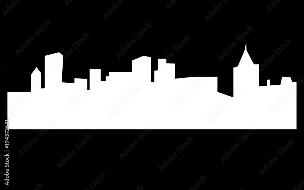 white pittsburgh skyline silhouette on black background