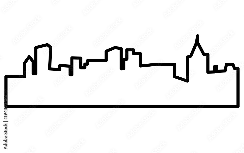 pittsburgh skyline silhouette outline on white background