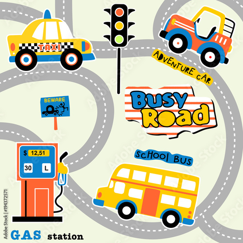 Busy traffic cartoon